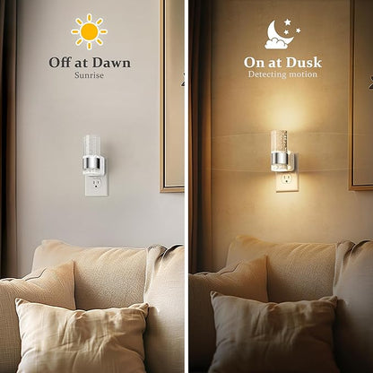 JandCase Night Light, Night Lights Plug into Wall,2 Pack 3000K Warm White LED Nightlight with Adjustable Brightness, Automatic Night Light Plug in with Light Sensor for Bathroom Hallway Room Decor