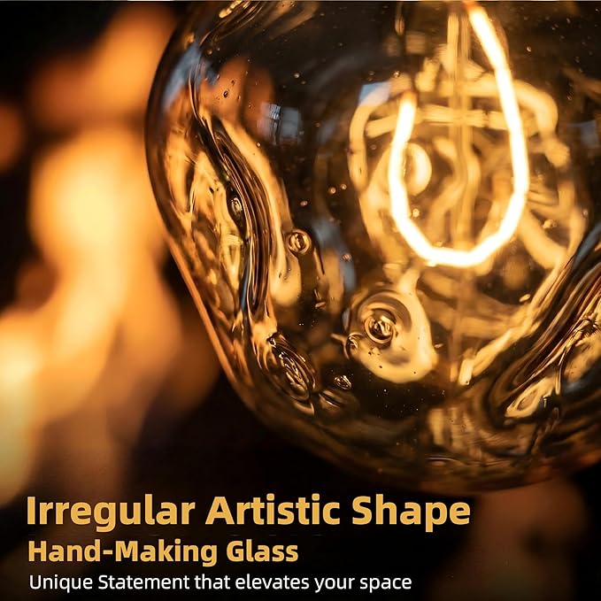 A165 Irregular Unique Large Oversized Vintage LED Edison Light Bulb,2200K Warm Amber Glass Dimmable,5Watt 400LM Extra Giant Decorative Light Bulbs for Pendant Floor Lamp 1Pack