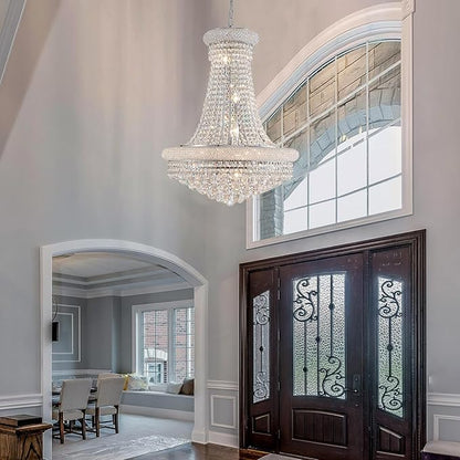 Modern Crystal Chandeliers Light Fixture,11-Light Empire Style K9 Crystal Chandeliers for Entryway, Chrome Finish Luxury Chandeliers for Living Room Bedroom Stairway Foyer Hallway D23.6