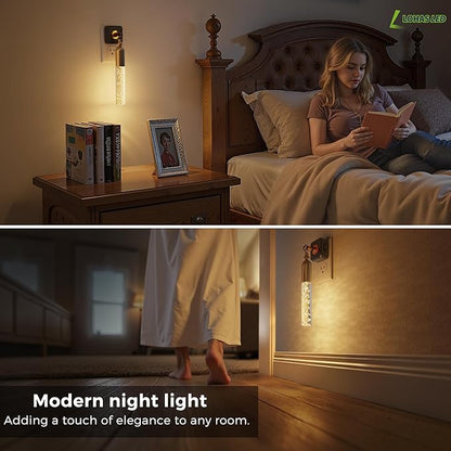 L LOHAS LED Night Lights Plug into Wall, Dimmable Night Light 0-100LM, Rotating Night Lights with Light Sensor, 3000K Soft Light, LED Acrylic Bubble Nightlight Plug in for Bathroom Hallway, 1 Pack