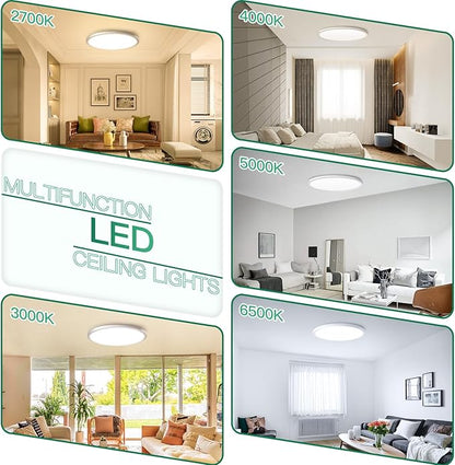 Brightever 15 Inch Large Flush Mount Ceiling Light Fixtures, 3800LM 300W Equivalent, 2700K-6500K Selectable, 0.67 Inch Extremely Thin 30W Modern Dimmable Flat LED Ceiling Lights for Bathroom, 2 Packs