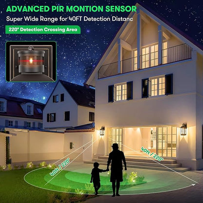 13in Motion Sensor Porch Lights, Anti-Rust 100% Aluminum Dusk to Dawn Outdoor Light Fixtures, Exterior Wall Lanterns Sconce Lighting Brown, Outside Lights for House Wall Mount for Entryway Garage