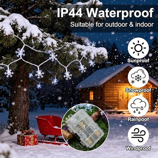 Christmas Decorations Lights, 8 Modes Timer with Remote 33 Ft 100 LED Battery Operated Fairy Lights Waterproof for Bedroom Patio Room Garden Party Home Xmas Tree Decor Indoor Outdoor, White