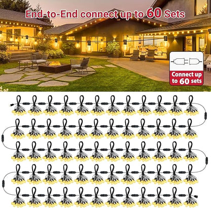 LAMPHOME 2PACK Yellow Outdoor String Lights, 26FT 13 G40 Gold Shatterproof Patio Lights, IP65 Waterproof Dimmable Connectable Globe LED Hanging Lights for Backyard, Bistro, Porch, Deck, Balcony