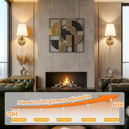 Nekhung Battery Operated Wall Sconces Set of 2, Wireless Wall Light with 10000mAh RGB Dimmable Magnetic Bulb, Rechargeable Wall Sconce with Remote Control for Bedroom Living Room