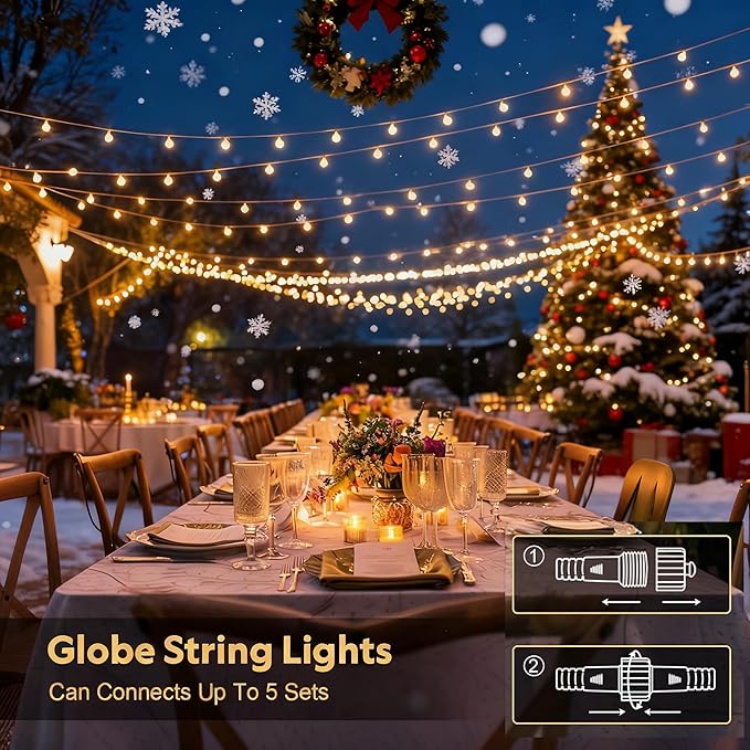 33Ft Connectable Globe String Lights Indoor Bedroom, 100LED Warm White Christmas String Lights Plug in with Remote, 8 Modes Hanging Fairy Lights Outdoor for Room Classroom Dorm Party Decor