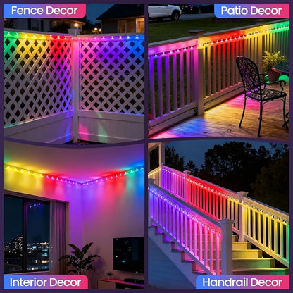 GOESWELL Smart Permanent Outdoor Lights for Patio: IP68 Waterproof Smart Balcony Lights with App & Remote Control - 16ft Garden Fence Light with 25 LED Bulbs for Railing Stair Decor