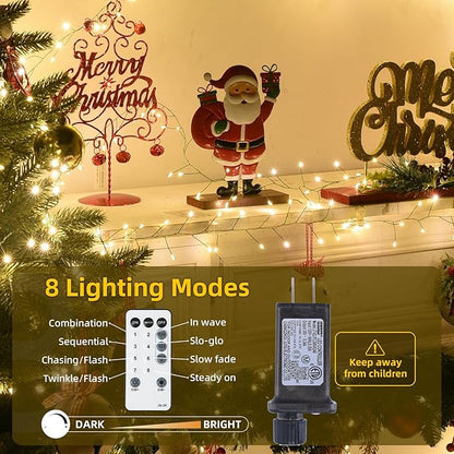 Fairy Lights Plug in 195Ft 3000LED Warm Christmas Garland Lights with Timer Remote Waterproof Firecracker Twinkle Cluster String Light for Bedroom Wreath Party Wreath Tree Decor Green Wire