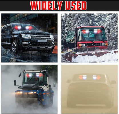 2-In-1 Red & White LED Windshield Dash Strobe Lights, 26 Modes 12/24V Red White Warning Light, Emergency Traffic Advisor Front/Rear Window Dash Strobe Lights for Trucks Vehicles