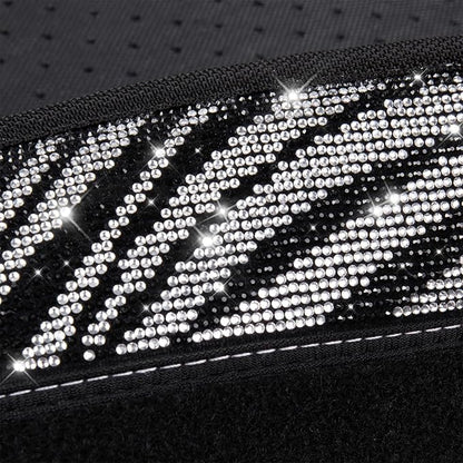 CAR PASS Bling Zebra Car Mats Rhinestones Diamond Waterproof Floor Mat Crystal Sparkly Shining Glitter Carpet Anti-Slip PVC Heel Pad, Universal Fit Automotive SUV,Sedan,4pcs Girly Women, Zebra Diamond