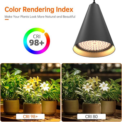 Bstrip 50W Double-Head One Cord Grow Lights for Indoor Plants full Spectrum 3000K, Black LED Grow Light Bulb with Timer & 16.4FT Power Cord, Perfect for Tall Plants, Flowers, and Greenhouses in Winter