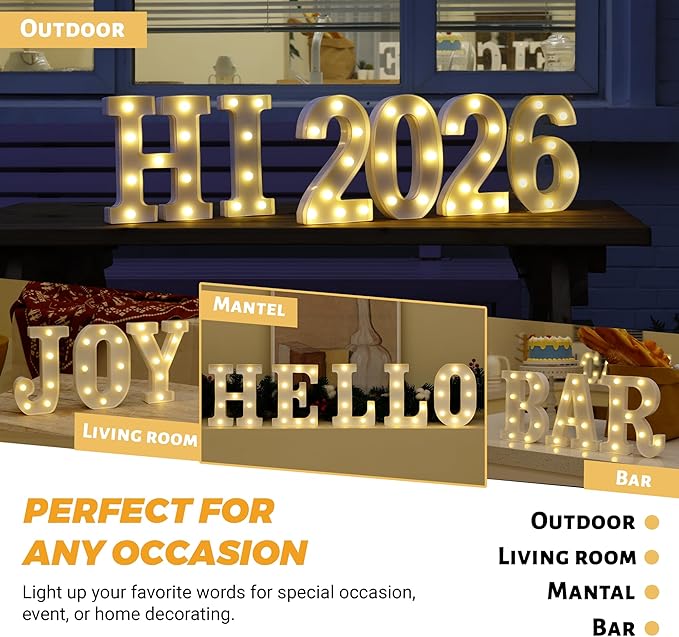 LED Light Up Marquee Letters, Battery Powered Decorative LED Letter Lights, Alphabet Light Up Letters for Wedding Birthday Party,Holiday Lamp or Home Bar Decoration (Letter Z)