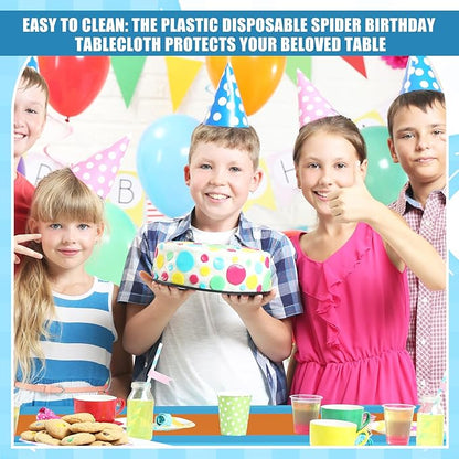 Oudain 3 Pcs Blue & Orange Party Tablecloth 54 x 108 Inch Party Decoration Plastic Rectangle Table Cloth Waterproof Table Cover for Girl Birthday Wedding Bachelorette Anniversary Supplies