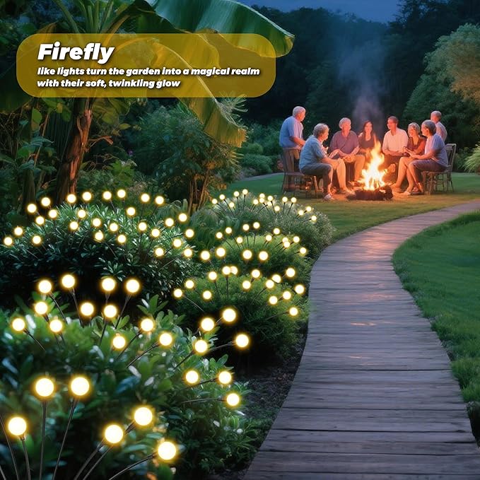 Solar Lights Outdoor-2Pack 16LEDs Solar Garden Firefly Lights Outside,Solar Powered Light Outdoor and Garden Decorative IP65 Waterproof,Yard Patio Pathway Decor,Gardening Gifts for Women,Warm White