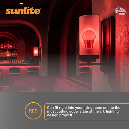 Sunlite 80148 LED A19 Colored Light Bulb, 3 Watts (25w Equivalent), E26 Medium Base, Non-Dimmable, UL Listed, Party Decoration, Holiday Lighting, 1 Count, Red