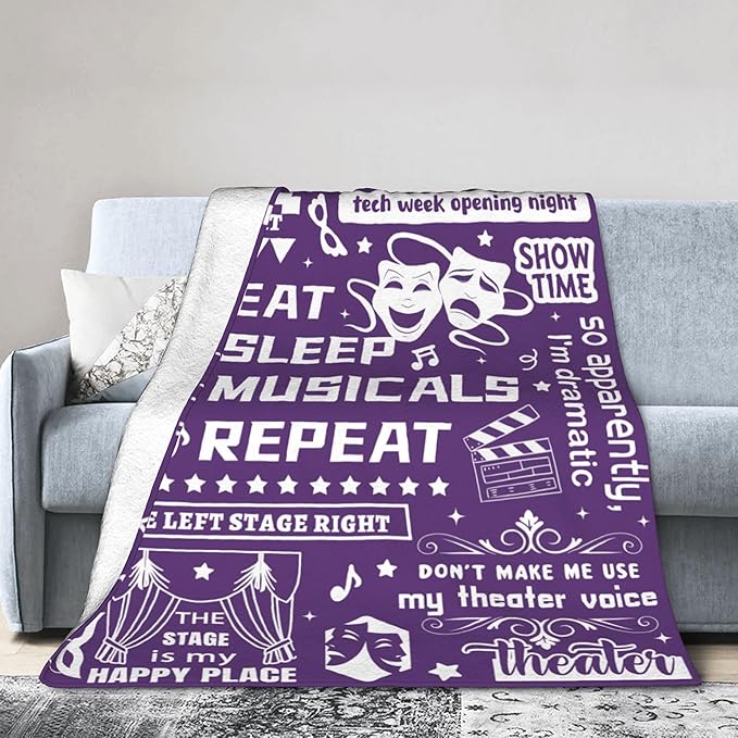 Theater Gifts Blanket 60"x50", Musical Theater Gifts, Gifts for Theatre Lovers, Broadway Musical Blanket for Women, Christmas Birthday Gift for Actors