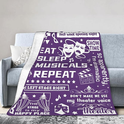 Theater Gifts Blanket 60"x50", Musical Theater Gifts, Gifts for Theatre Lovers, Broadway Musical Blanket for Women, Christmas Birthday Gift for Actors