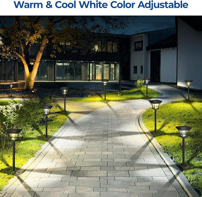 CINOTON 18 Pack RGBCW Solar Pathway Outdoor Lights, 3 Lighting Modes Solar LED Garden Lights, IP65 Waterproof Outside Solar Powered Landscape Lighting for Planter Lawn Pool Balcony RGB/Warm/Cold White