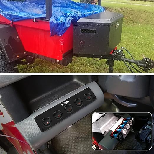 Nilight 5 Gang 3 Pin Rocker Switch Panel Waterproof On Off 12V Red Toggle for Cars Trucks Boats