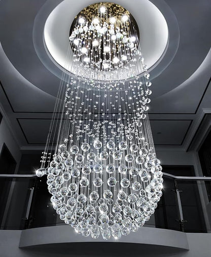 D40'' x H120'' Crystal Chandelier for Entryway High Ceiling Chandeliers Glam Chandelier Modern Large Raindrop Chandeliers LED Dimmable Light Fixtures for Staircaes Foyer Living Room Gold