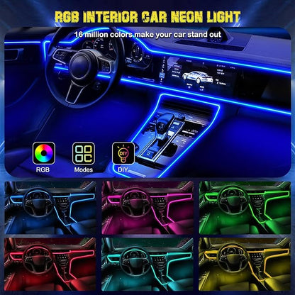 Jushope Interior Car LED Strip Lights, RGB USB Car Ambient Lighting with Wireless APP & Remote Control, Car Accessories Fiber Optifc Lights Sync to Music (5 LED/276 inches)