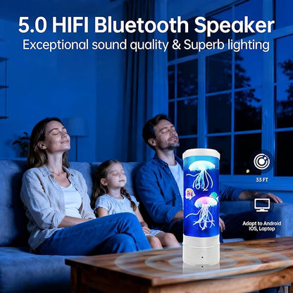 Jellyfish Lamp With Bluetooth Speaker, 17 Colors Changing & 4 Lighting Modes Jelly Fish Light Lamp, USB Powered Jellyfish Decor Light, Christmas Halloween Gifts for Teen Room Decoration, White