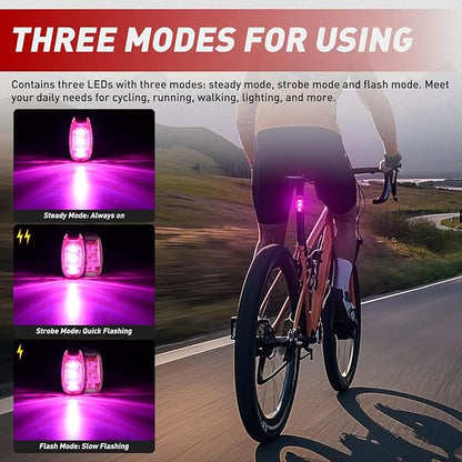 Nilight LED Safety Light 4PCS Pink Marine Navigation Bike Tail Lights Three Modes Waterproof Reflective Gear Clip On Flash Strobe Indicator Lamp for Night Boating Fishing Cycling Jogging