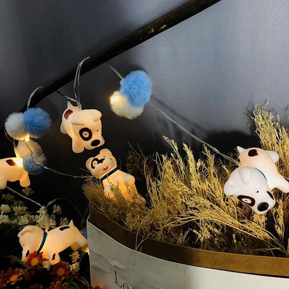 1.65M Cute Animal Bichon Frise Shape 10 Led Fairy Lights Painted Dog String Lights USB Powered for Halloween Christmas Thanksgiving Home Party Children Kids Bedroom Decoration (Bichon Frise)