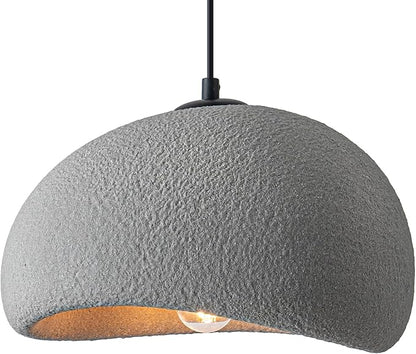 Wabi Sabi Pendant Light Oval, 11.8in Japanese Ceiling Fixture for Kitchen Island Dining Room Bedroom Hallway, Modern Japandi Minimalist Hanging Lamp Grey E26 Base (30cm/11.8in)