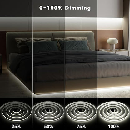 PAUTIX CCT COB LED Strip Light White Tunable 6400LEDs,CRI90+ 32.8ft/10m Dimmable 2700K-6500K 24V LED Tape Lights Kit,Work with Alexa/Google Assistant,for Under Cabinet Bedroom Kitchen DIY Lighting