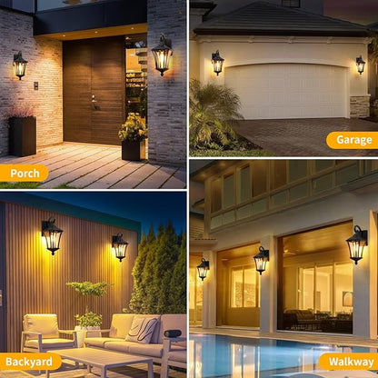 YSN 19" Large Outdoor Wall Lights 2 Packs, Black Porch Light Fixture Exterior Sconce Light, Retro Outdoor Lighting Fixtures Wall Mount, Waterproof Outdoor Lights for House Garage Yard