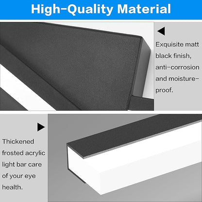 SOLFART Bathroom Vanity Light Dimmable Modern Matte Black Bathroom Light Fixtures Over Mirror 48 Inch LED Lights