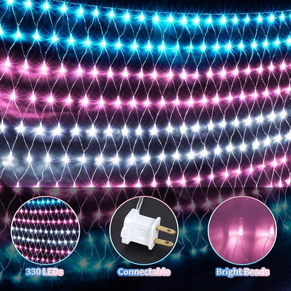 RJZZ Trans Flag Lights Outdoor, 6.6x3.3 FT Trans Pride Flag Pride Decorations Connectable, 330LED Waterproof Transgender Flags with Lights, Pride Month Decorations for Room, Yard, Party, Office