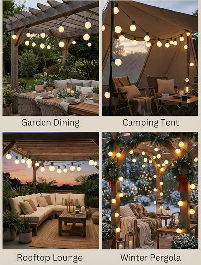 25FT G40 Frosted Christmas Lights,Globe Christmas Lights with 27 Frosted White Bulbs,Outdoor String Lights for Outside Indoor Garden Wedding Pergola Backyard Patio Xmas Tree Decor,Green Wire