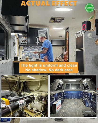 8 Pack 12v LED Interior Light Bar 2376LM DC 12 v Volt led Strip Ceiling Lights Lighting Fixture Inside with On/Off Switch for RV Enclosed Cargo Trailer Van Boat Car Camper