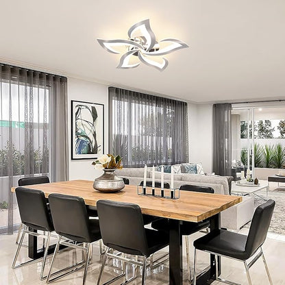 Modern Ceiling Light Fixture, 3000K-6000K Dimmable Flush Mount Ceiling Light with Remote Control, 45W Acrylic Chrome LED Ceiling Lights for Living Room, Bedroom, Dining Room,23.6In
