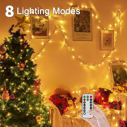 98FT 300 LED Christmas Lights Outdoor, Warm White Christmas Tree Lights Plug in, 8 Modes Twinkle String Light for Bedroom Wedding Party Ceiling Xmas Home Decorations