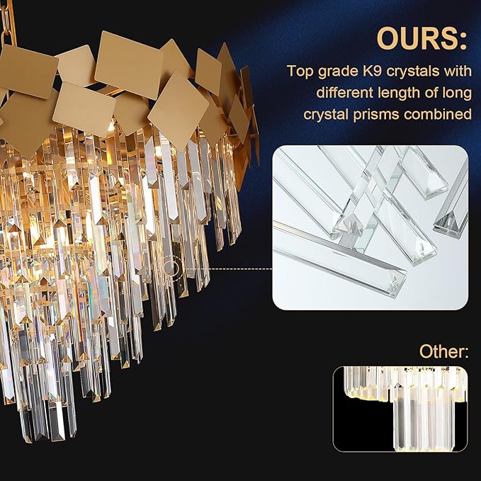 A AXILIXI Large Crystal Chandeliers 30'' Modern Gold Round Chandeliers for High Ceiling K9 6-Tier Large Brass Ceiling Chandelier Light Fixtures Luxury Chandelier for Staircase Foyer Living Room