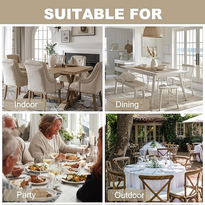 Hiasan Faux Linen Rectangle Tablecloth - Wrinkle and Stain Resistant Washable Table Cloth for Kitchen Dining Room Holiday Table Cover for Dinner, Champagne, 70 x 108 Inch