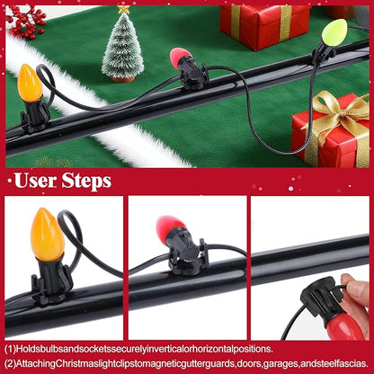 240PCS Extra Strong Magnetic Christmas Light Clips for C9 Socket Transparent Round Halloween Light Hooks for Outside Decor, Fence, Steel Gutters and Roofs Outdoor Patio Lighting, Black
