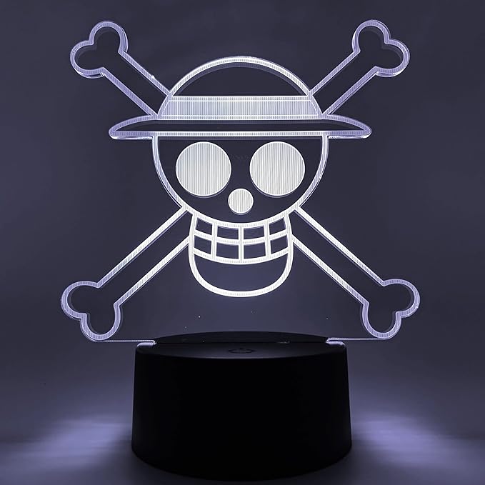 Otaku Lamps Jolly Roger One Piece – Anime Lamp Figure Night Light, 16 Color RGB LED – 3D Anime Room Décor Gift for Otaku