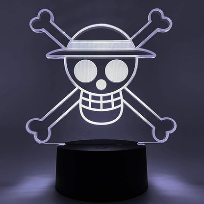 Otaku Lamps Jolly Roger One Piece – Anime Lamp Figure Night Light, 16 Color RGB LED – 3D Anime Room Décor Gift for Otaku