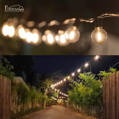 Formosa 26ft Clear Incandescent Christmas String Light, Outdoor G40 Shatterproof Bulbs, Patio Light with 25 Retro Globe Waterproof Edison Bulbs, Outside Hanging Lights for Patio Garden Backyard Decor