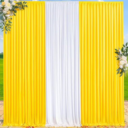 10ft x 10ft Yellow Backdrop Curtain for Parties Yellow Wrinkle Free Backdrop Drapes Panels for Birthday Party Baby Shower Wedding Photo Photography Polyester Fabric Background Decoration