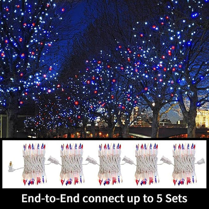 LAMPHOME Red White and Blue Mini String Lights, 31.9FT 150 Lights 4th of July Patriotic Lights White Wire, Red White Blue Fairy Lights for Indoor Outdoor Independence Day Memorial Day Tree Decoration
