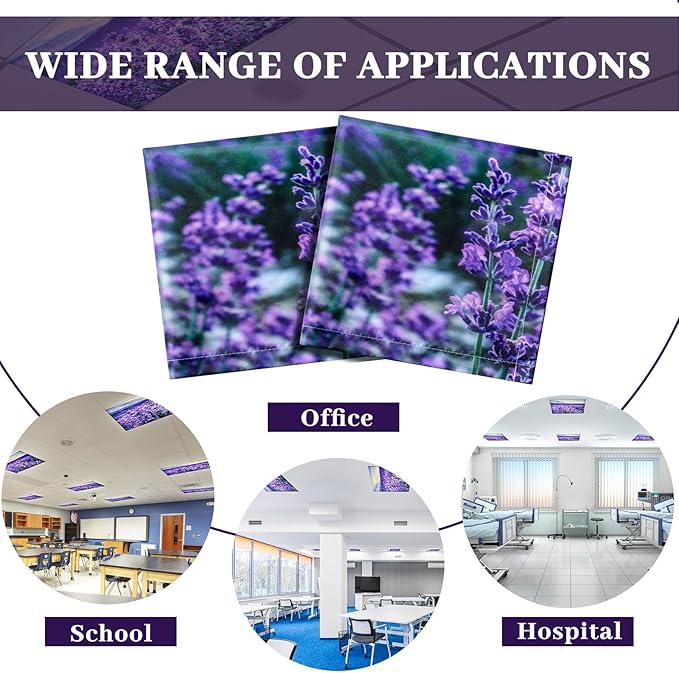 Patelai 8 Pack Fluorescent Light Covers for Classroom Ceiling 4 x 2 Feet Magnetic Light Covers Filter for Office School Drop Ceiling Supplies(Lavender)