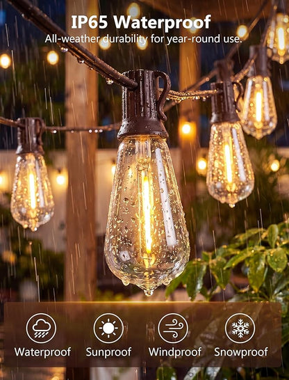 20FT ST40 LED Outdoor String Lights, Vintage Edison Patio Lights with 22 Shatterproof Bulbs, Waterproof Hanging Outdoor Lights for Backyard Porch Deck Bistro Garden, Warm White 2700K, Brown Wire