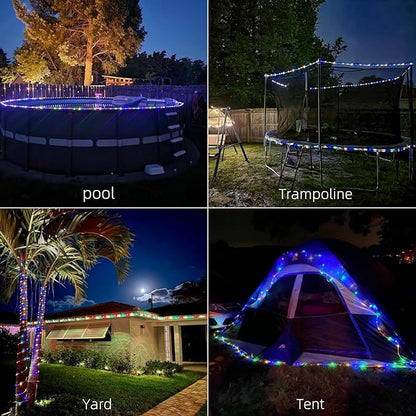 WIND STAR Solar Rope Lights Outdoor, 72FT 200 LED Solar Powered Trampoline Lights Waterproof with Remote, 8 Modes for Tent Patio Garden Party Decor, Multicolor