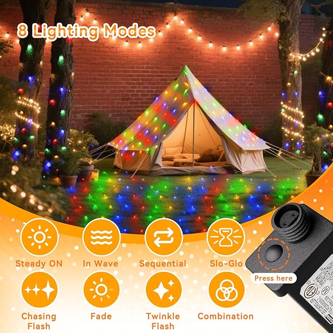 LitHome 21ft x 5ft Christmas Net Lights, 360 LED Mesh Fairy String Lights with 8 Modes, Connectable Plug in Waterproof Mesh Lights for Bushes,Trees,Yard,Patio,Garden Decorations(Multicolor)