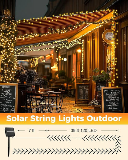 Brightown 2 Pack Solar String Lights Outdoor Waterproof, 92Ft 240 LED Solar Lights Outdoor with 8 Modes, Outdoor Light Solar Powered for Patio Yard Tree Garden Party Decorations, Warm White